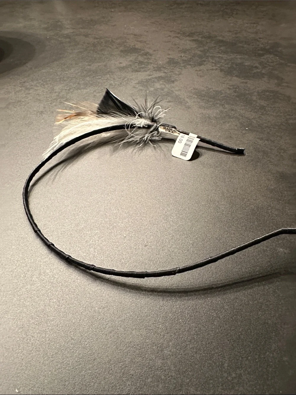 Feather Accent Headband in Black, White & Tan
